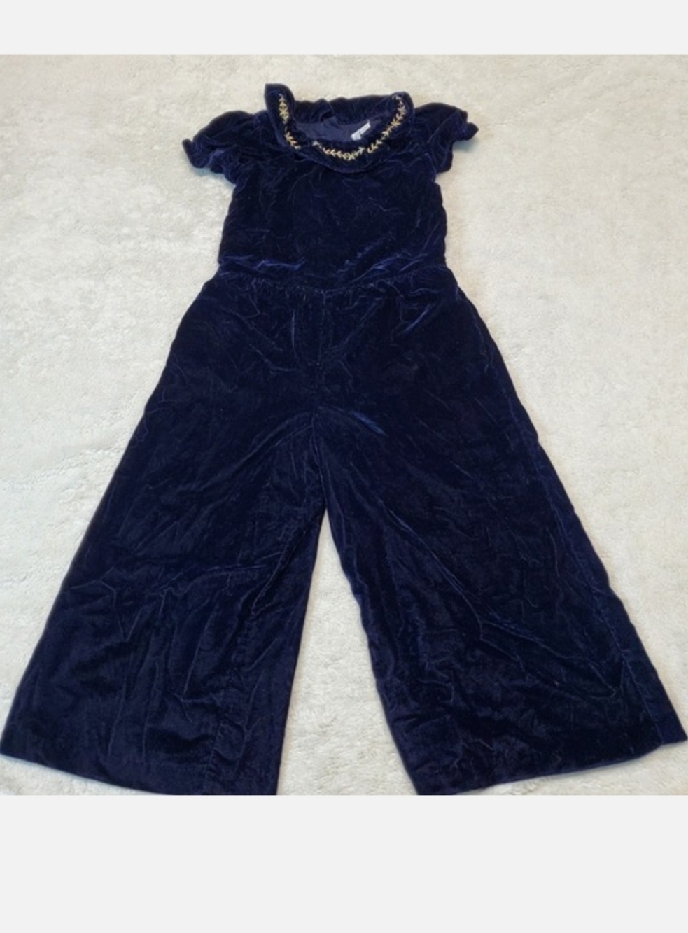 Janie and Jack Blue Velvet Dressy Holiday Classic Occasion One Piece Romper 6